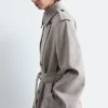 Manteau en coton et laine avec ceinture à nouer