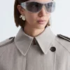 Manteau en coton et laine avec ceinture à nouer