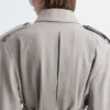 Manteau en coton et laine avec ceinture à nouer