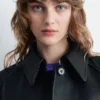 Manteau en cuir avec ceinture à nouer
