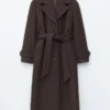 Manteau en laine avec ceinture à nouer