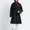 Manteau en laine avec ceinture à nouer