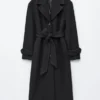 Manteau en laine avec ceinture à nouer