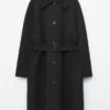 Manteau en laine avec ceinture à nouer
