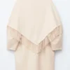 Manteau en laine à franges