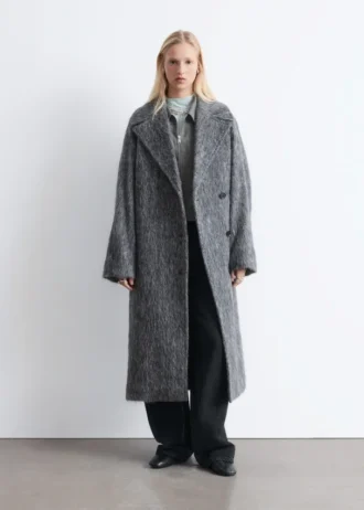 Manteau en laine mélangée brossée