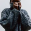Manteau en laine mélangée brossée