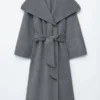 Manteau long en laine à col châle