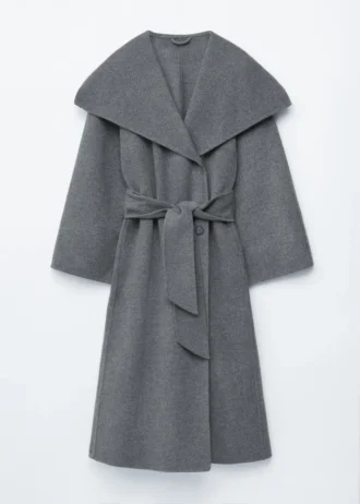 Manteau long en laine à col châle