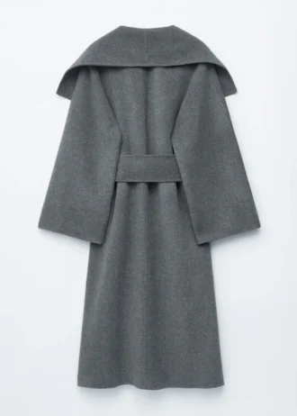 Manteau long en laine à col châle