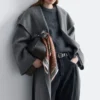 Manteau long en laine à col châle