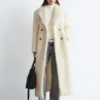 Manteau long en laine et peau de mouton