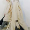 Manteau long en laine et peau de mouton