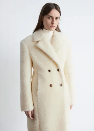Manteau long en laine et peau de mouton