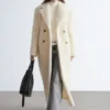 Manteau long en laine et peau de mouton