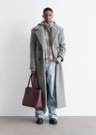 Manteau long en laine shearling