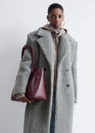 Manteau long en laine shearling