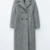 Manteau long en laine shearling