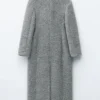 Manteau long en laine shearling