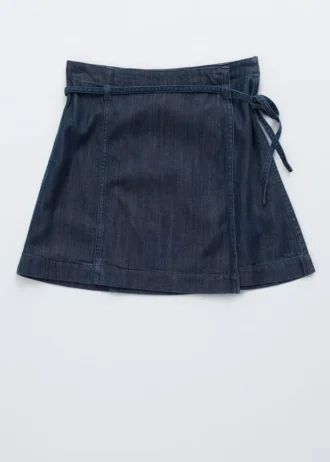 Mini-jupe en denim avec nœud