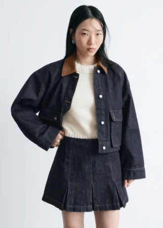 Mini-jupe en denim plissé