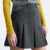 Mini-jupe plissée en laine