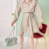Mini-robe chemise à ceinture