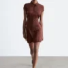 Mini-robe chemise en jacquard
