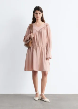 Mini-robe à col en V et cordon de serrage