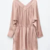 Mini-robe à col en V et cordon de serrage