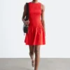 Mini-robe en popeline de coton smockée