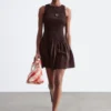 Mini-robe en popeline de coton smockée