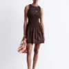 Mini-robe en popeline de coton smockée