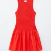 Mini-robe en popeline de coton smockée