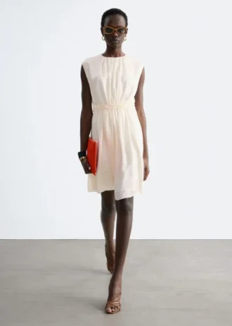 Mini-robe en soie froncée
