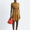 Mini-robe en soie froncée