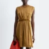 Mini-robe en soie froncée