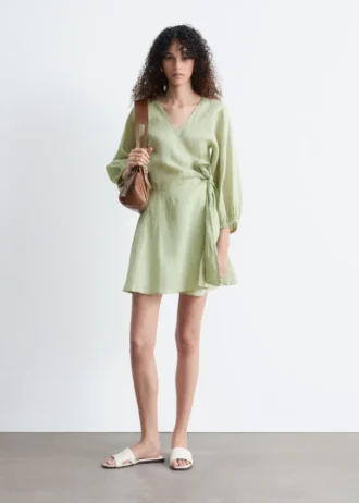 Mini-robe portefeuille en lin