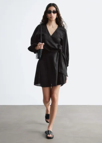 Mini-robe portefeuille en lin