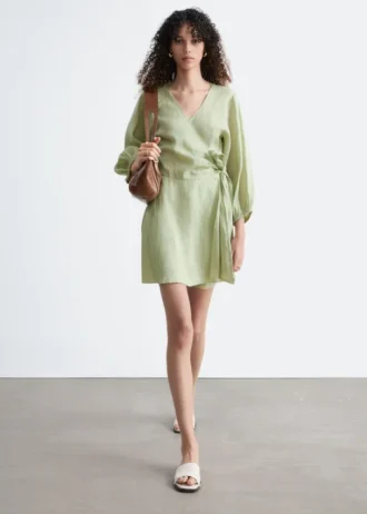 Mini-robe portefeuille en lin