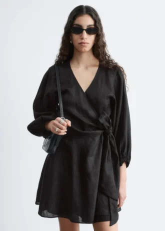 Mini-robe portefeuille en lin