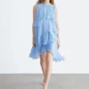 Mini-robe sans manches à volants