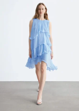 Mini-robe sans manches à volants