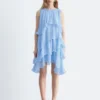 Mini-robe sans manches à volants