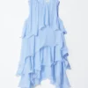 Mini-robe sans manches à volants