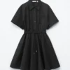 Mini-robe évasée à cordon de serrage