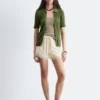 Mini-short en jacquard avec empiècement en dentelle