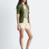 Mini-short en jacquard avec empiècement en dentelle