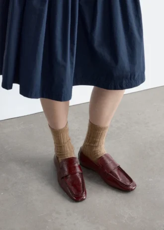 Mocassins en cuir à bout carré
