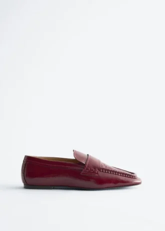 Mocassins en cuir à bout carré